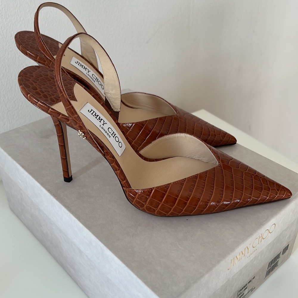 Jimmy Choo croc embossed leather heels